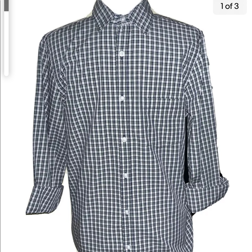 G.h. Bass & co long sleeve plaid flannel shirt black and white combo size Small